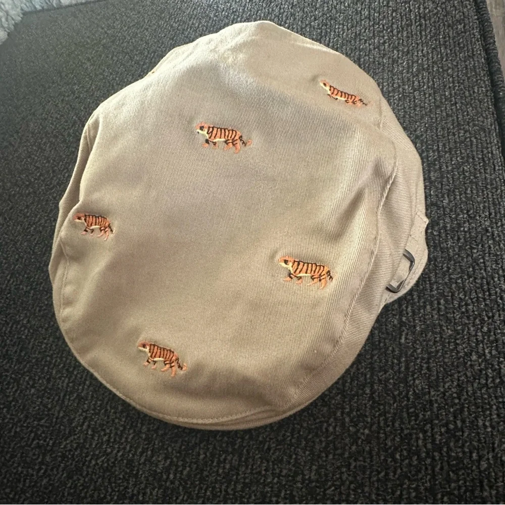 Janie and Jack newsboy tiger khaki tan hat baby boy 12-24 mo zoo animal